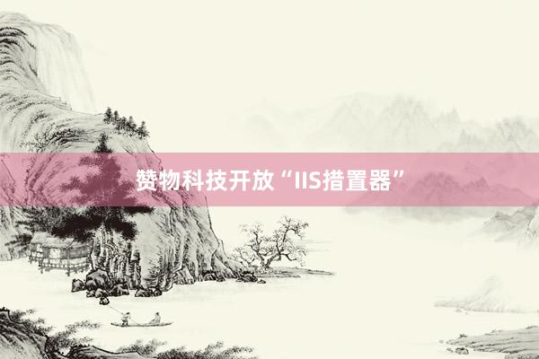 赞物科技开放“IIS措置器”